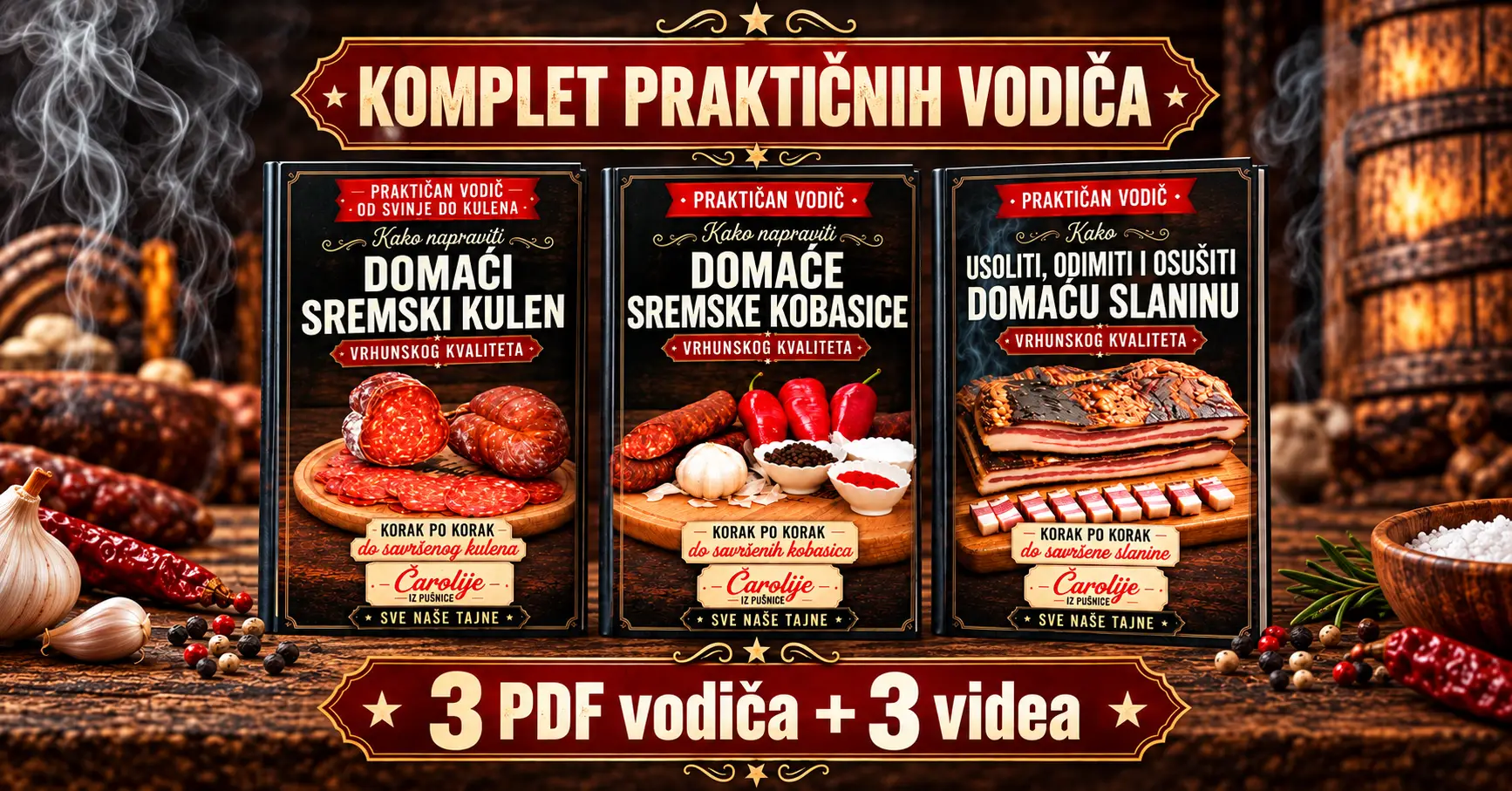 Komplet praktičnih vodiča – kulen, sremske kobasice i slanina